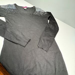 Black Sequin Embellished Long Sleeve Sweater Dress